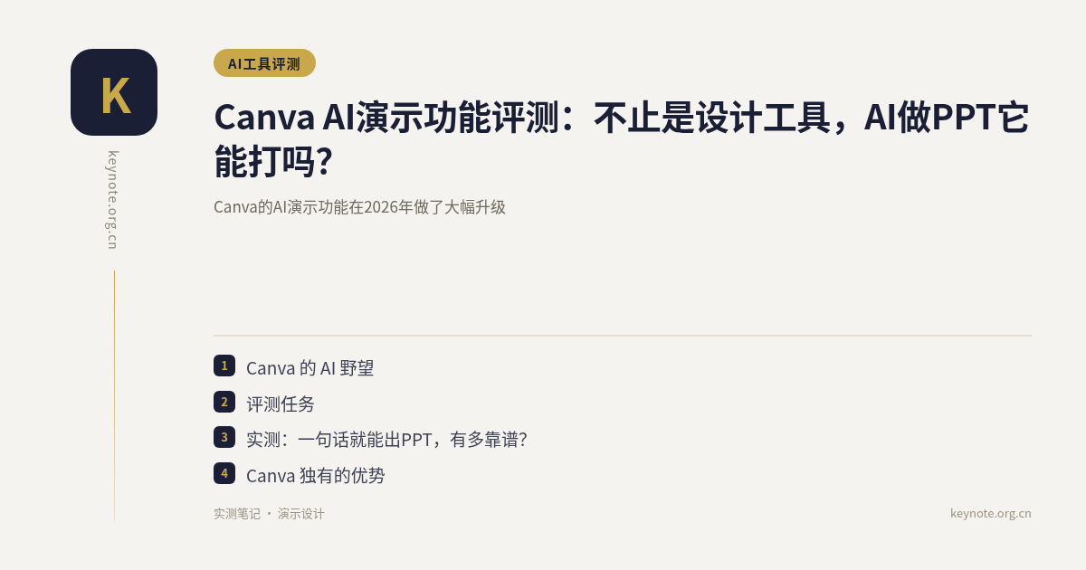 Canva AI演示功能评测：不止是设计工具，AI做PPT它能打吗？