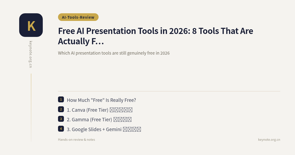 Free AI Presentation Tools in 2026: 8 Tools That Are Actually Free and Actually Useful