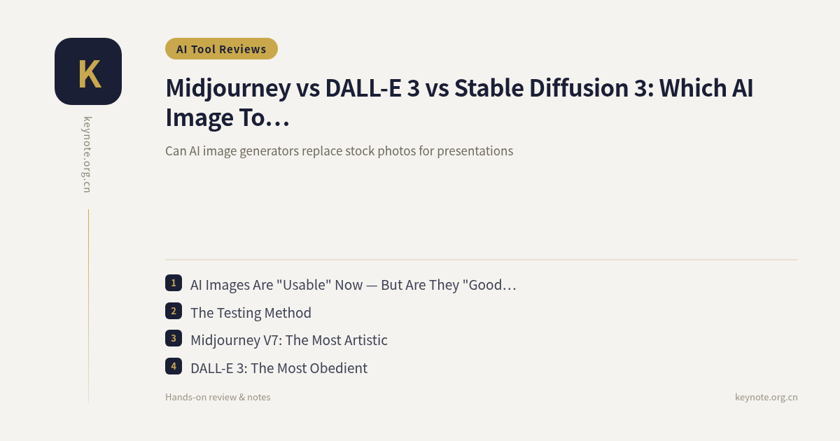 Midjourney vs DALL-E 3 vs Stable Diffusion 3: Which AI Image Tool Is Best for Presentation Graphics?
