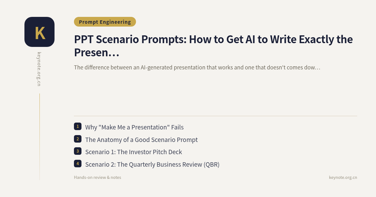 PPT Scenario Prompts: How to Get AI to Write Exactly the Presentation You Need