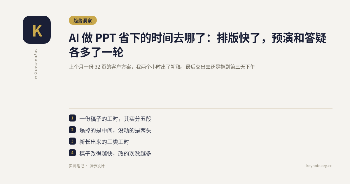 AI 做 PPT 省下的时间去哪了：排版快了，预演和答疑各多了一轮